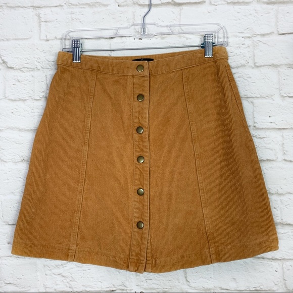 Soprano Dresses & Skirts - Soprano Mustard Corduroy Button Front Mini Skirt M